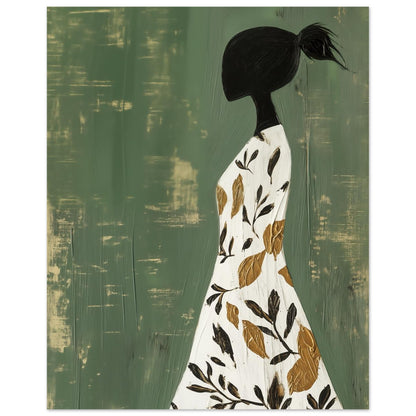Botanical Grace – Minimalistisches Kunstwerk einer Frau - Pixara
