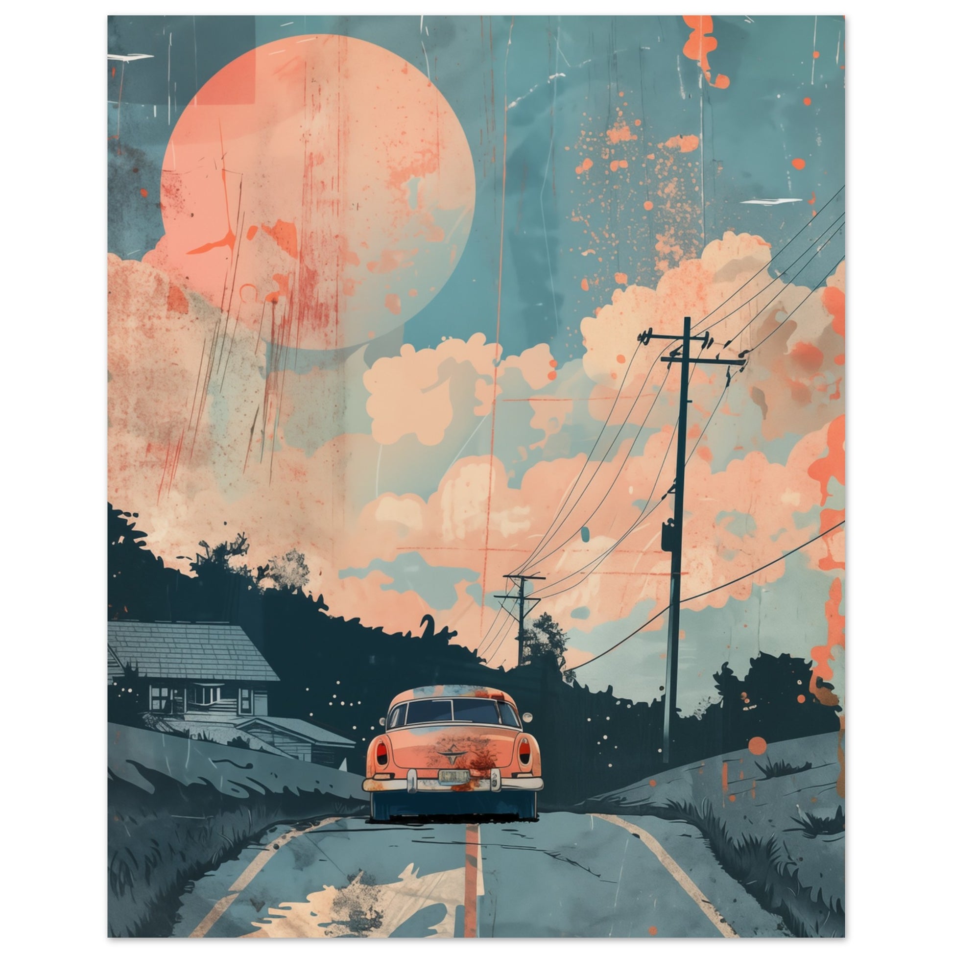 Retro Roadtrip Poster 40x50 cm - Pixara