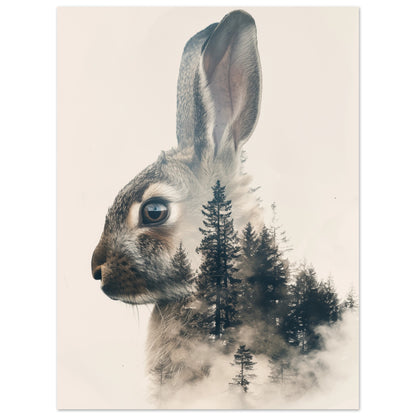 Hase im Nebelwald 30x40 cm - Pixara