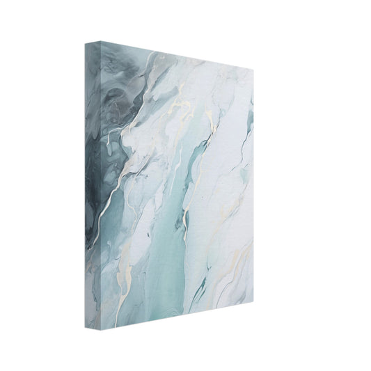 Leinwand „Türkisfarbene Träumerei“ mit Marmorstruktur in Türkis, Eisblau, Weiß und Grau, 20x25 cm