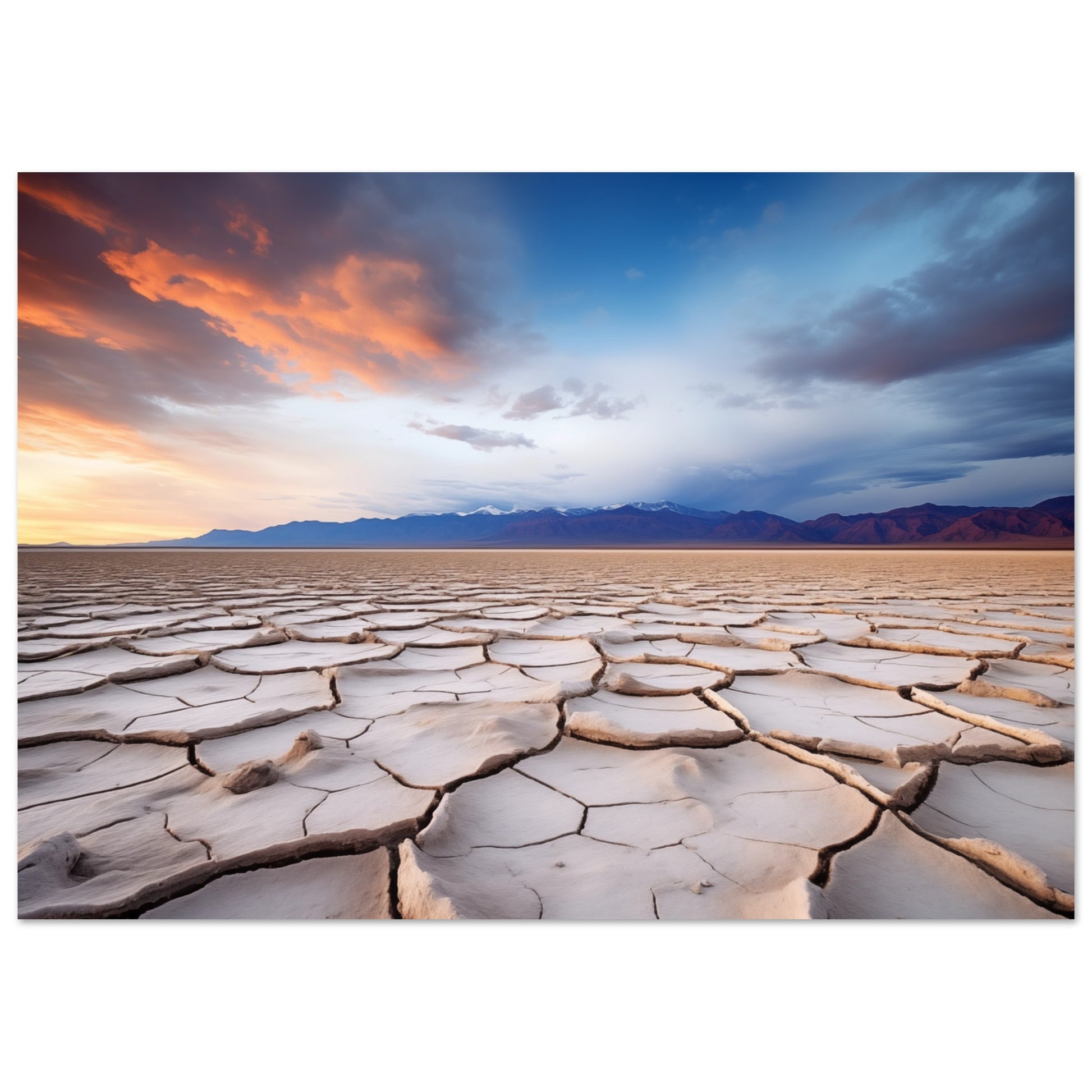 Salzfelder bei Sonnenuntergang Poster A4 21x29.7 cm - Pixara