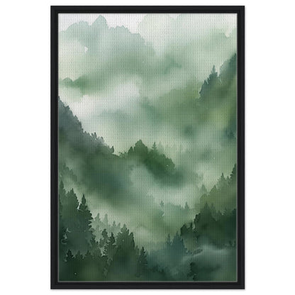 Morgendämmerung im Urwald | Gerahmte Leinwand Schwarzer Rahmen 60x90 cm - Pixara