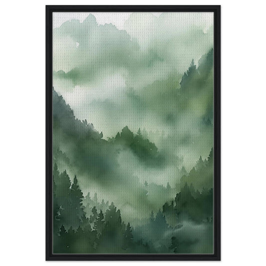 Morgendämmerung im Urwald | Gerahmte Leinwand Schwarzer Rahmen 60x90 cm - Pixara