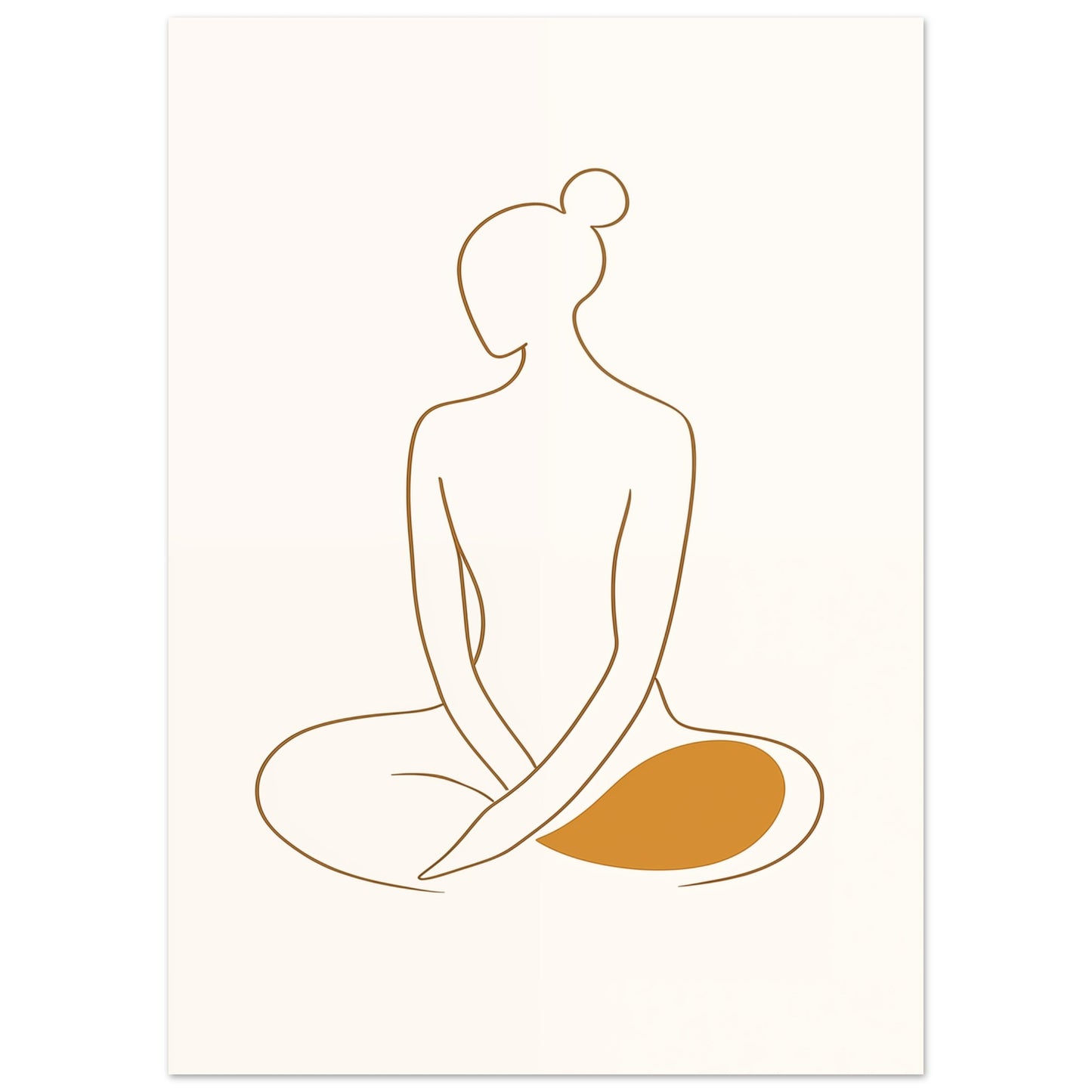 Goldene Stille - Minimalistische Silhouette in Meditation 50x70 cm - Pixara