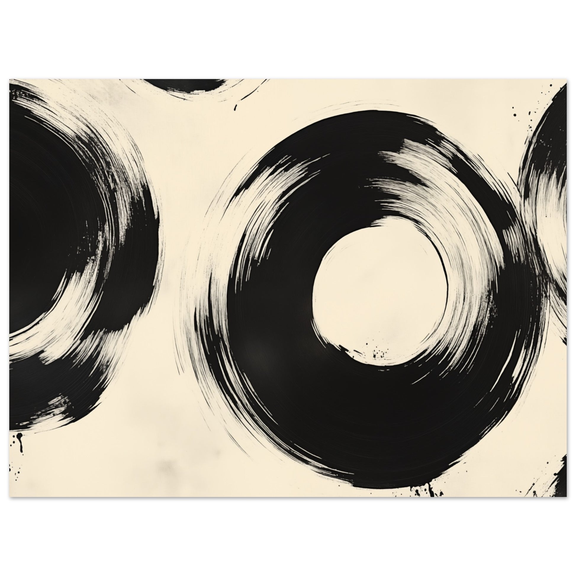 Zen-Kreise – Abstrakte Tintenmalerei 30x40 cm - Pixara