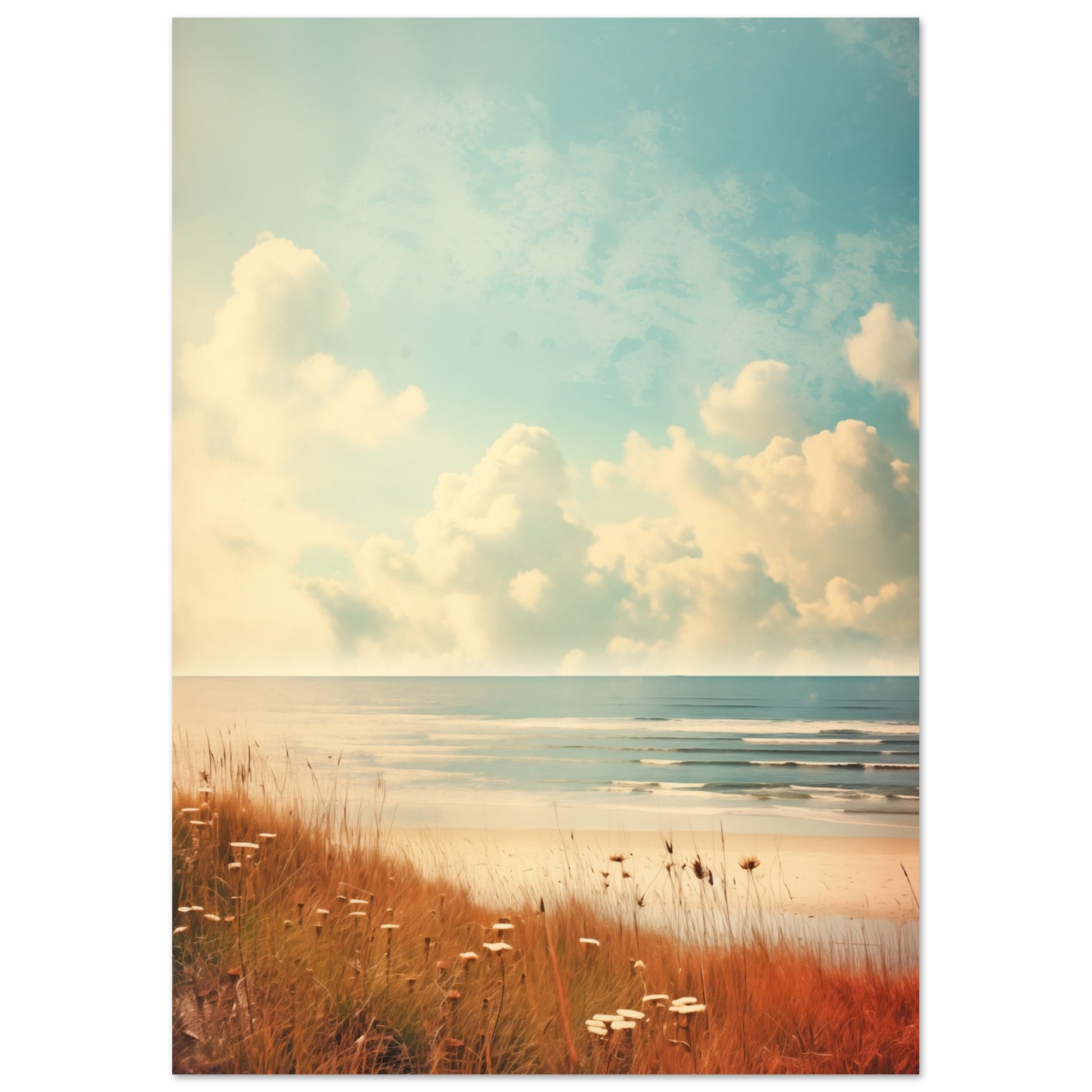 Seelandschaft in Sanftem Retro Poster A4 21x29.7 cm - Pixara