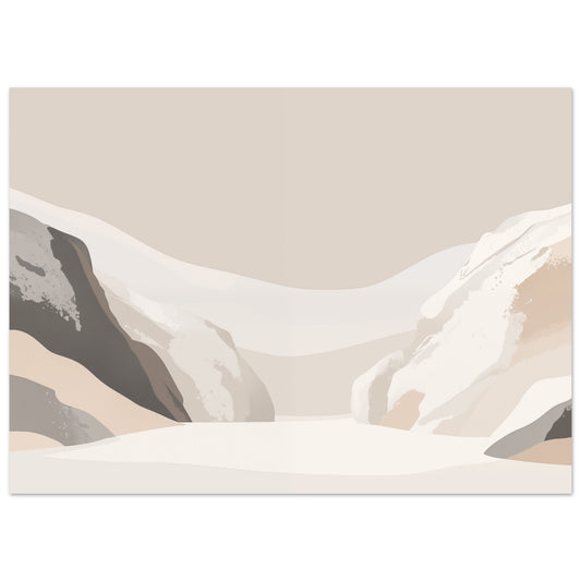Poster „Serenity of Earth Tones“ mit sanfter abstrakter Landschaft in Beige, Creme und Grau, 13x18 cm