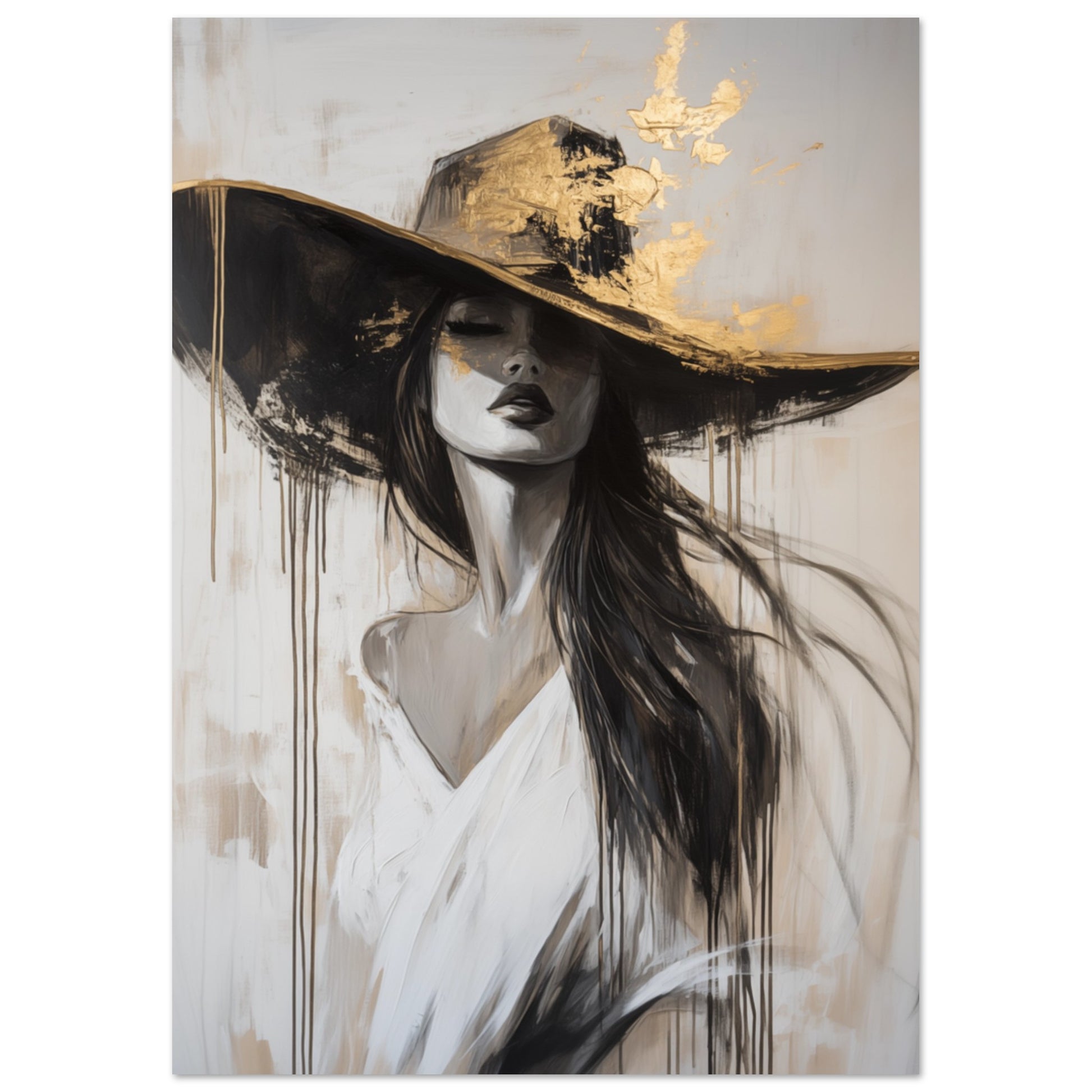 Elegante Frau mit Hut Poster A4 21x29.7 cm - Pixara