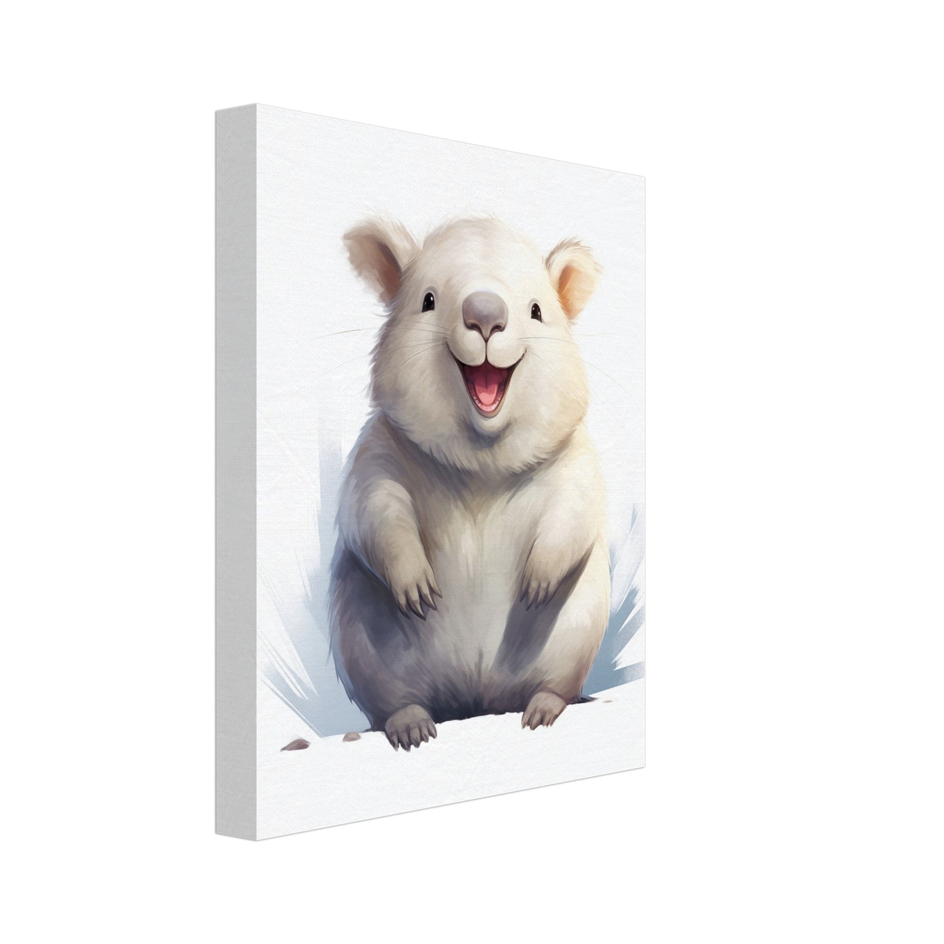 Leinwand „Wombat "Willi"“ mit niedlicher heller Wombat mit rundem Körper und fröhlichem Gesicht, 20x25 cm