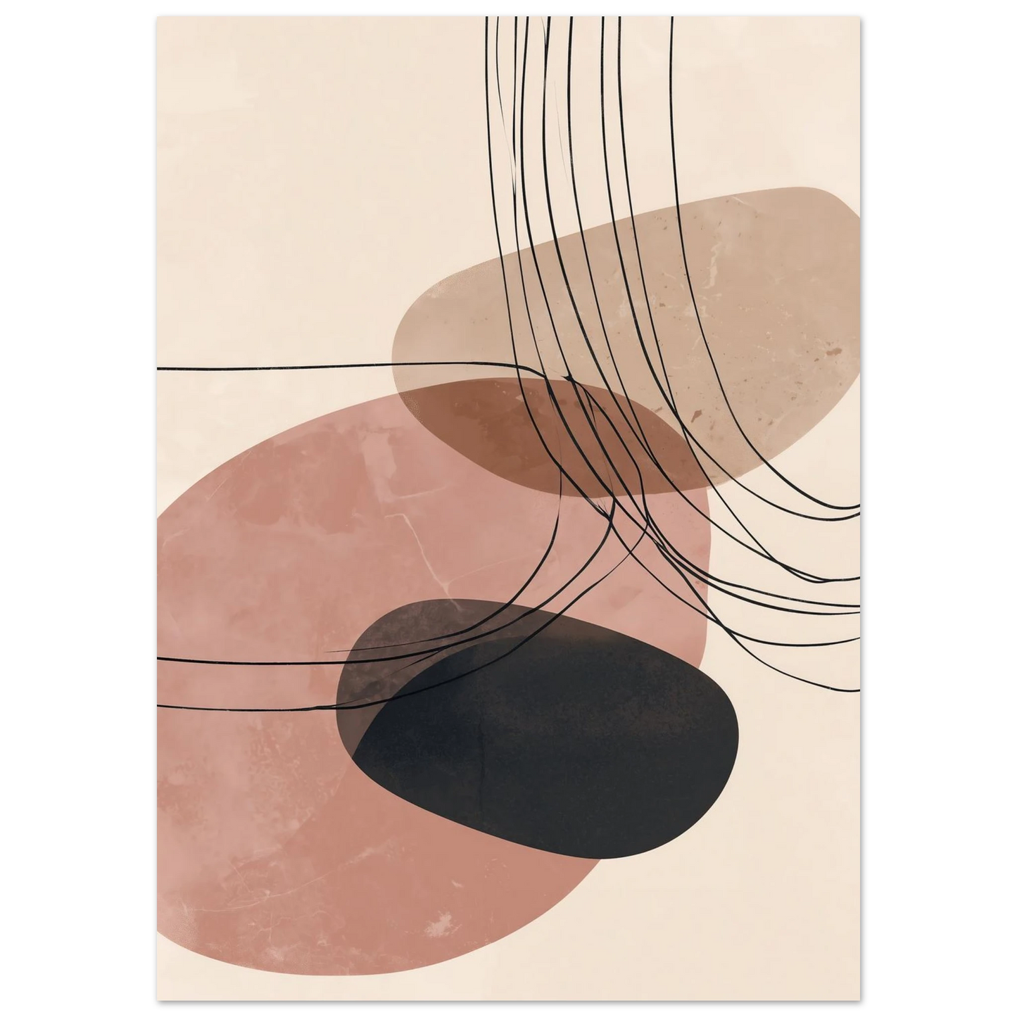 Abstrakte Formen – Balance in Rosé und Beige Poster 50x70 cm - Pixara