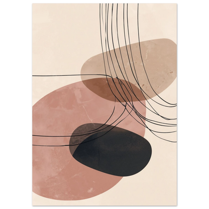 Abstrakte Formen – Balance in Rosé und Beige Poster 50x70 cm - Pixara