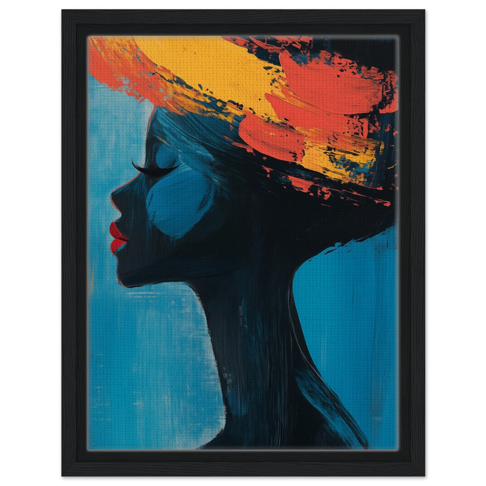Silhouette mit lebendigen Farben | Gerahmte Leinwand Schwarzer Rahmen 30x40 cm - Pixara