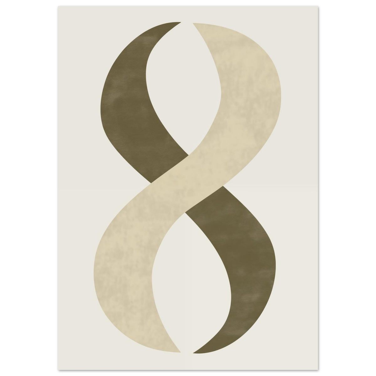 Wandbild „Abstrakte Intertwined Shapes in Erdtönen“ mit verschlungenen Formen in Olivgrün, Sand und Creme, 50 × 70 cm