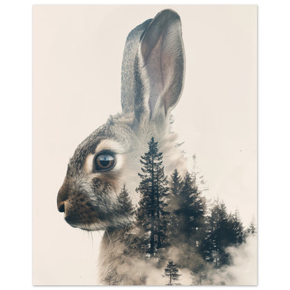 Hase im Nebelwald 20x25 cm - Pixara