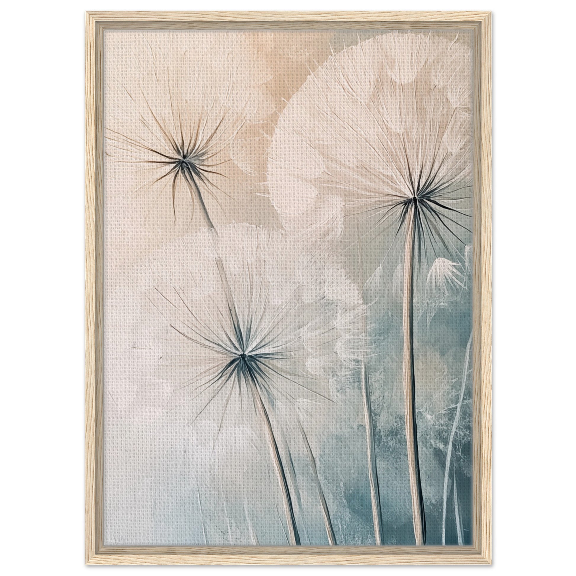 Zarte Pusteblumen - Gerahmte Leinwand Holzrahmen 50x70 cm - Pixara