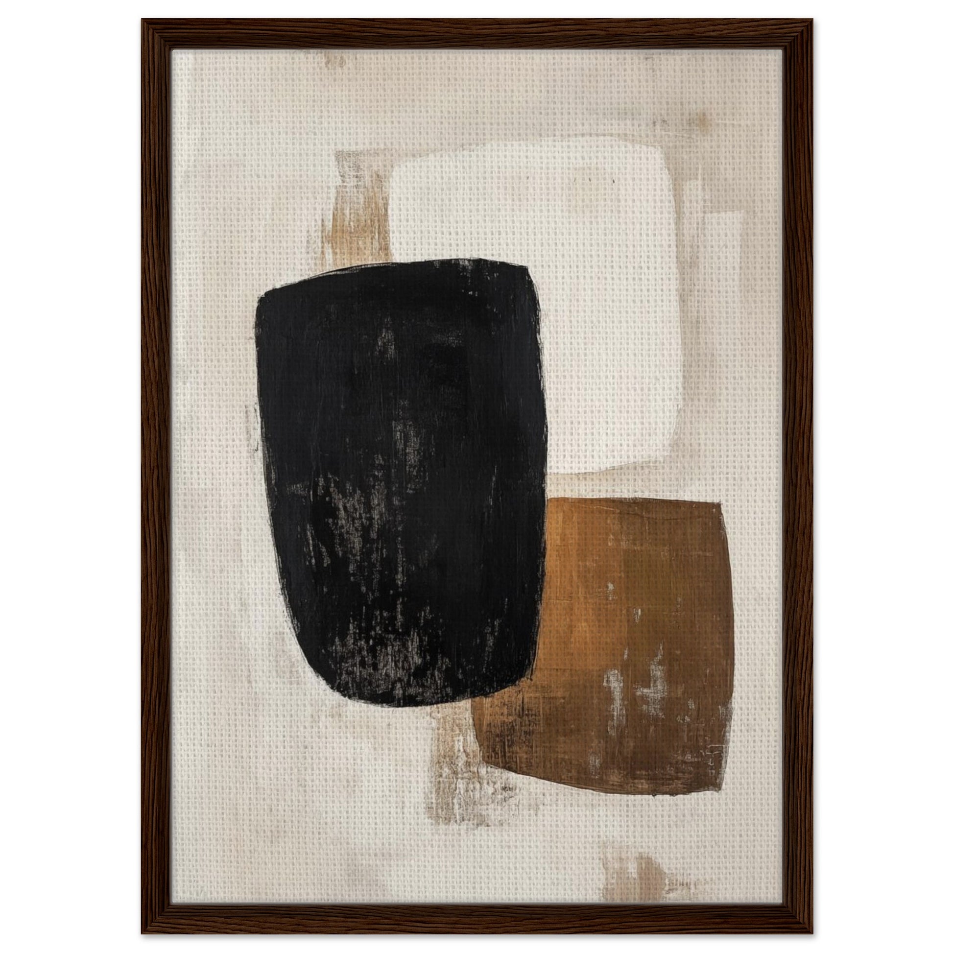 Minimalistische Eleganz – Abstrakte Formen | Gerahmte Leinwand Rahmen aus dunklem Holz 50x70 cm - Pixara