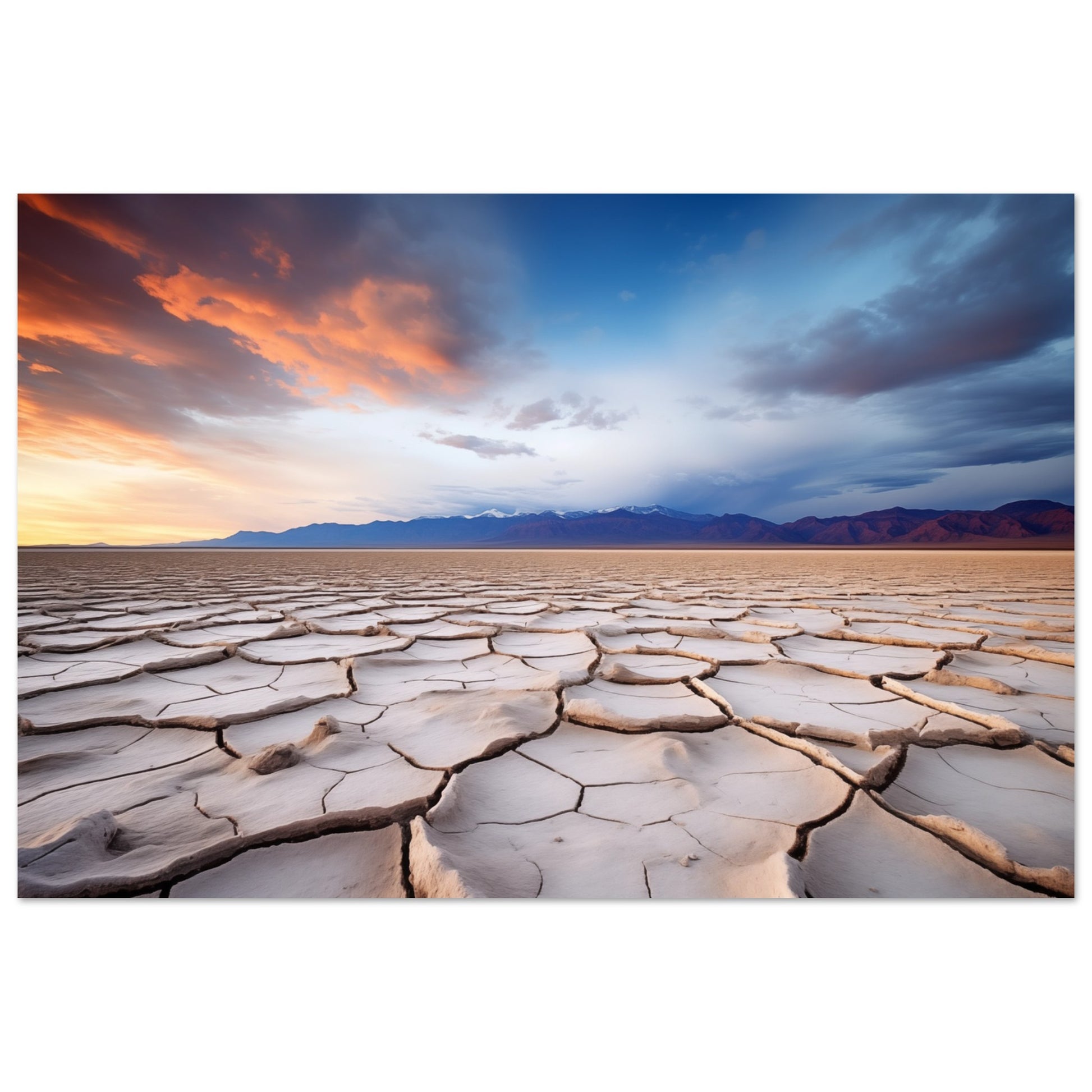 Salzfelder bei Sonnenuntergang Poster 60x90 cm - Pixara