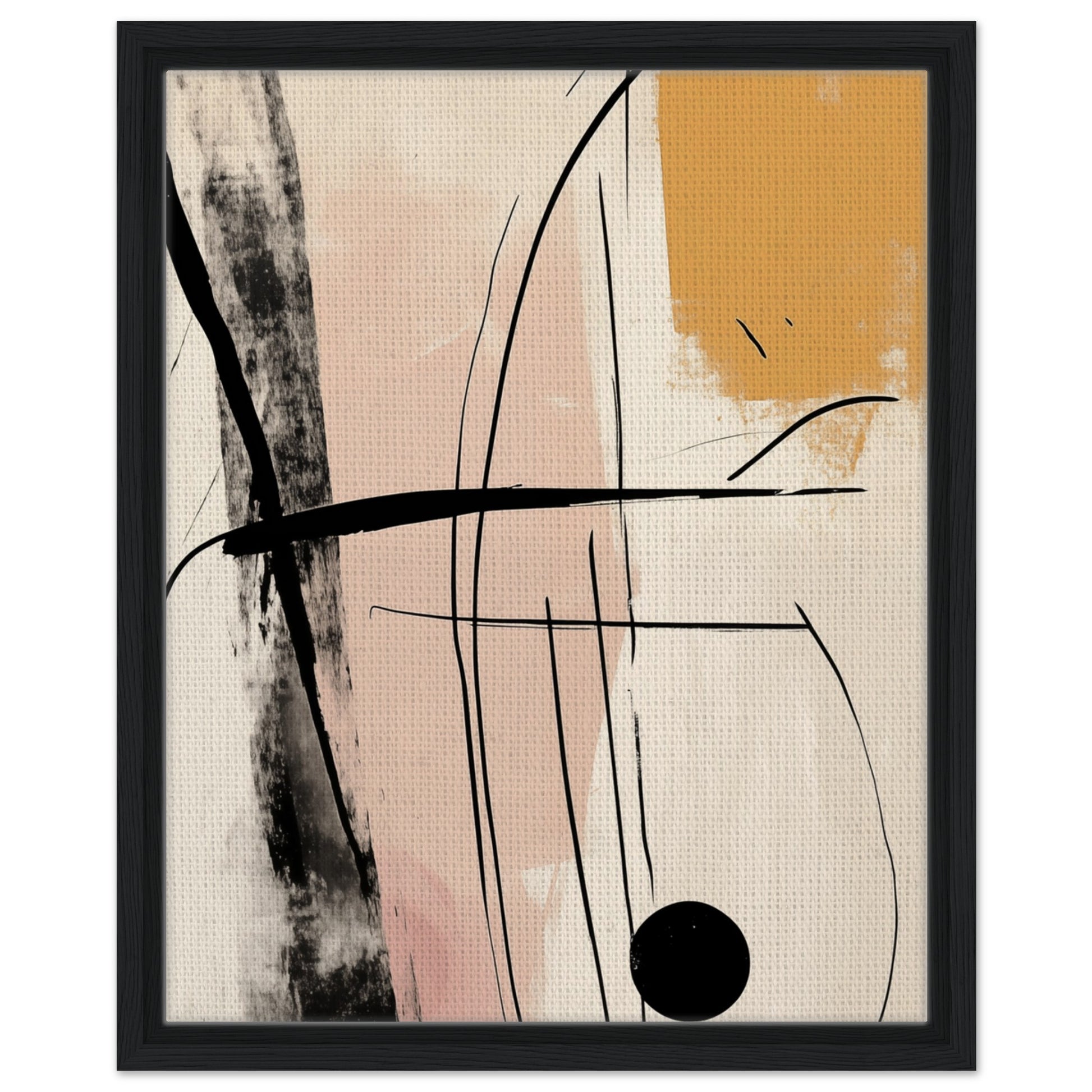 Abstrakte Linienkunst | Gerahmte Leinwand Schwarzer Rahmen 40x50 cm - Pixara