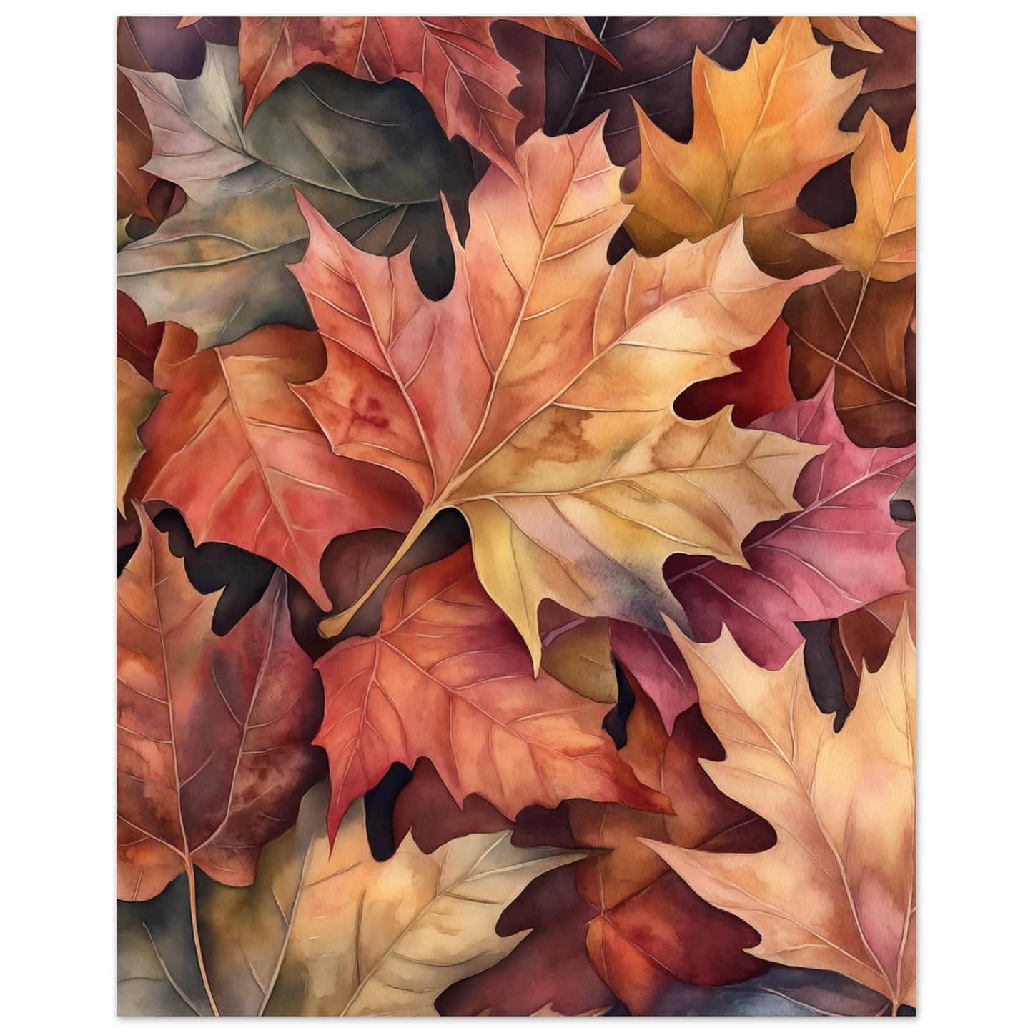 Herbstlaub in Aquarell Poster 20x25 cm - Pixara