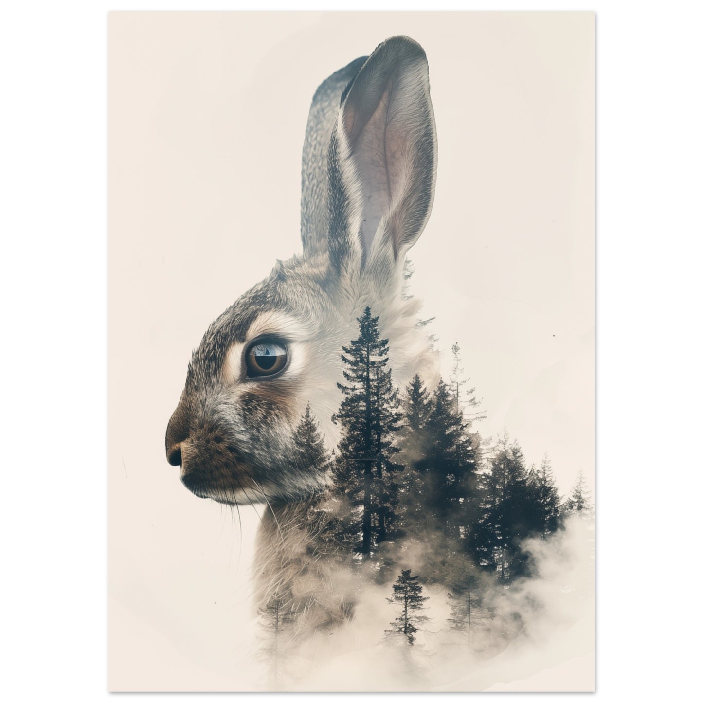 Hase im Nebelwald 50x70 cm - Pixara