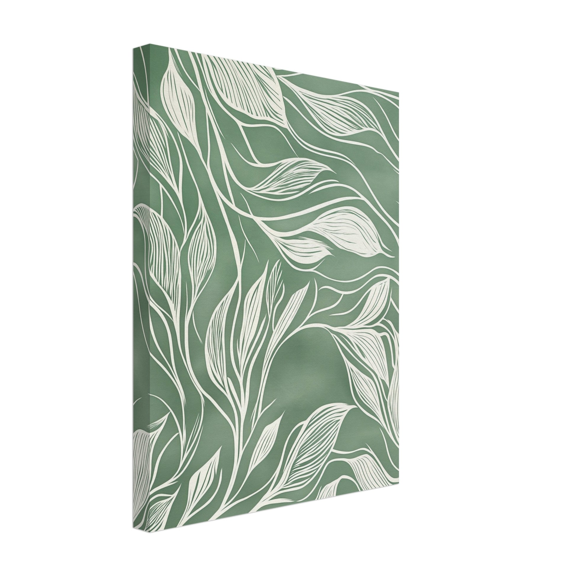 Fließende Eleganz – Abstrakte botanische Linienkunst Leinwand 30x40 cm - Pixara