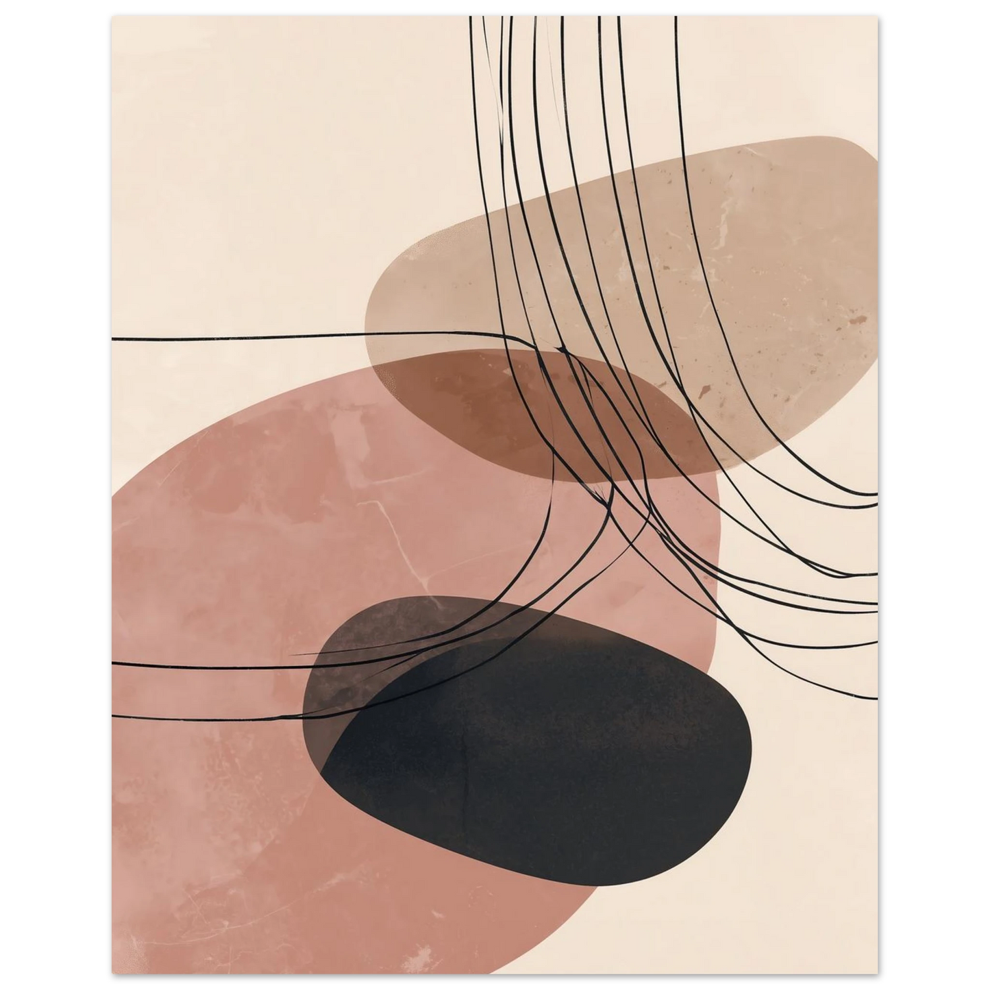 Abstrakte Formen – Balance in Rosé und Beige Poster 20x25 cm - Pixara