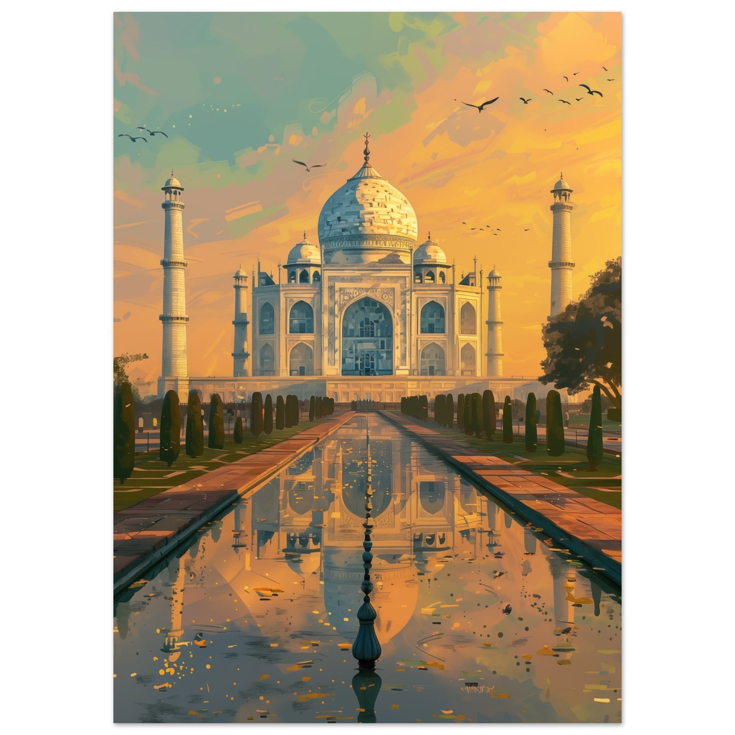 Taj Mahal in der Morgendämmerung 50x70 cm - Pixara