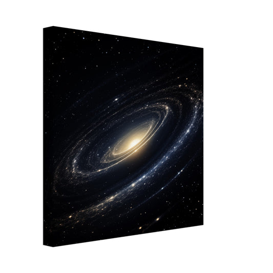 Leinwand „Galaktische Spirale“ mit leuchtende Spiralgalaxie vor tiefschwarzem Sternenhimmel, 30x30 cm