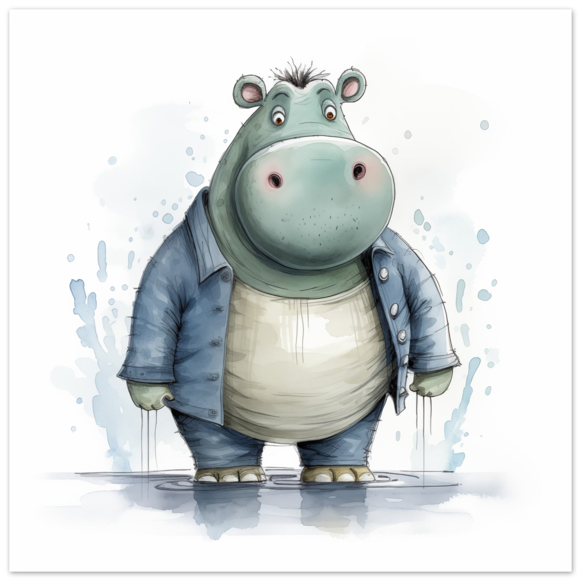 Nilpferd "Bernd" Poster 25x25 cm - Pixara