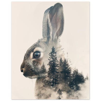 Hase im Nebelwald 40x50 cm - Pixara