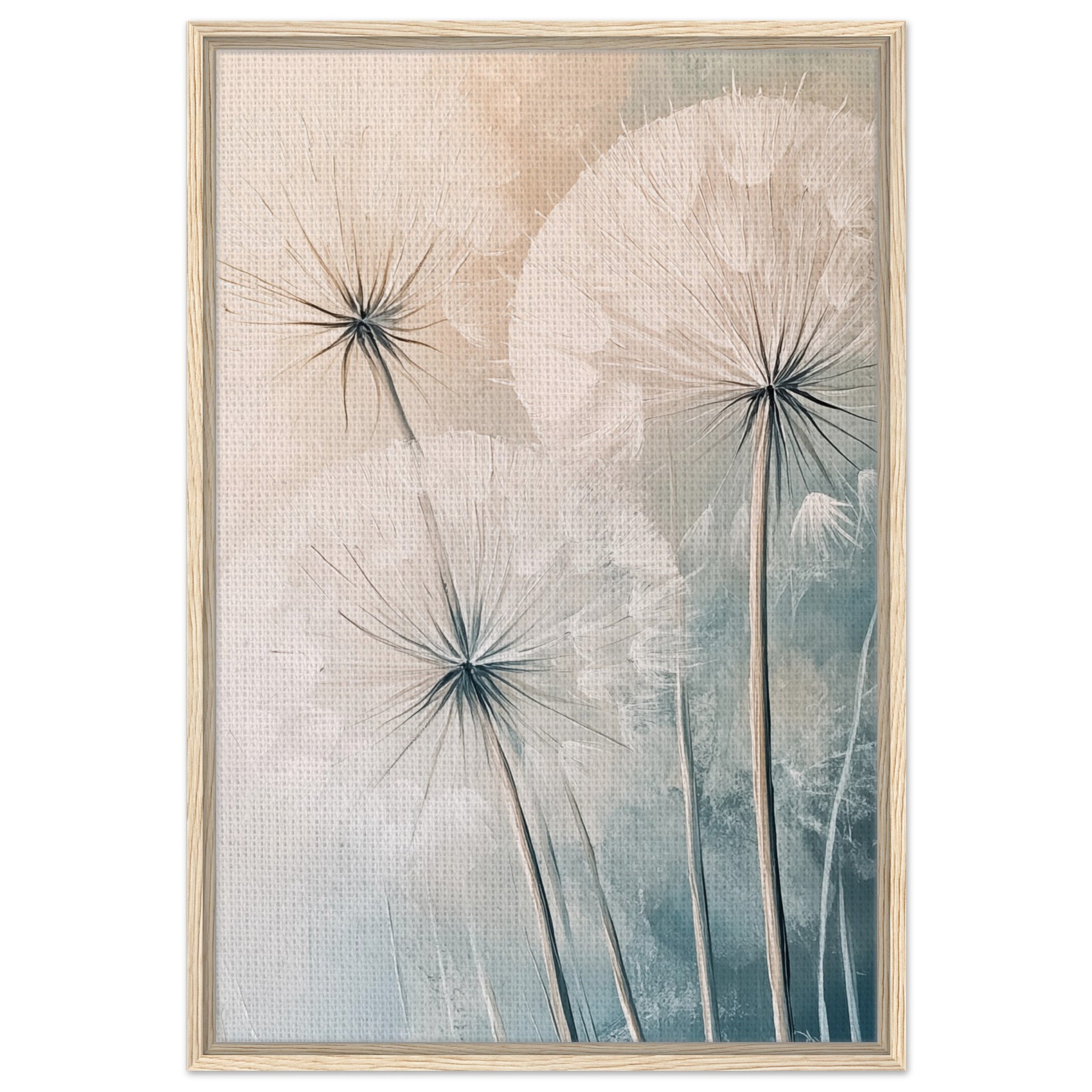 Zarte Pusteblumen - Gerahmte Leinwand Holzrahmen 60x90 cm - Pixara