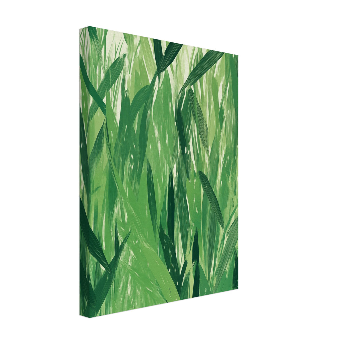 Leinwand „Grüne Harmonie , Abstrakte Natur“ mit dichtes Muster aus grünen Gräsern und Blättern in verschiedenen Grüntönen, 30x40 cm