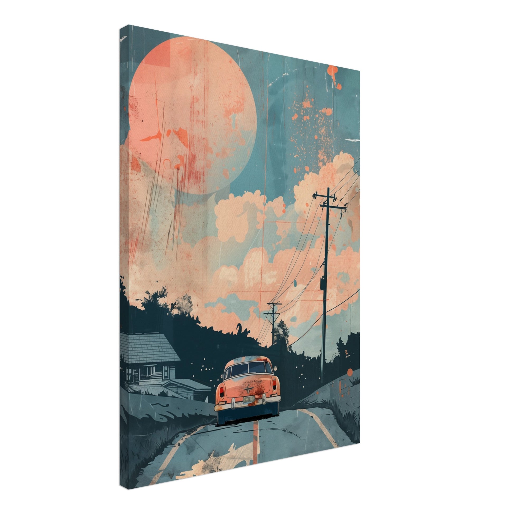 Retro Roadtrip Leinwand 50x70 cm - Pixara