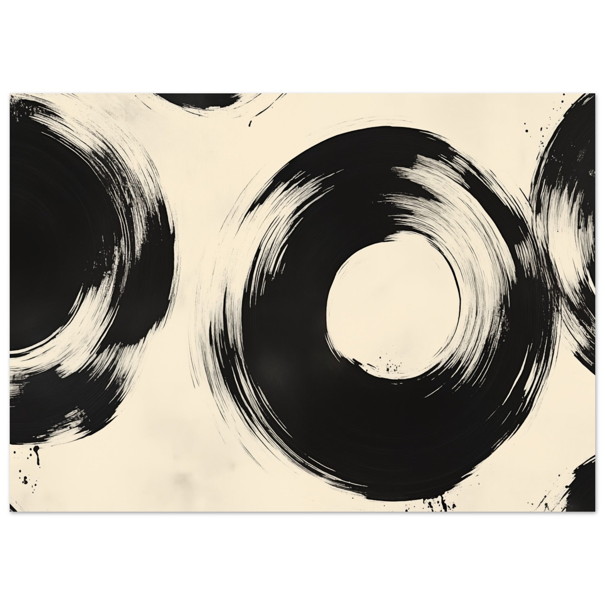 Zen-Kreise – Abstrakte Tintenmalerei 50x70 cm - Pixara