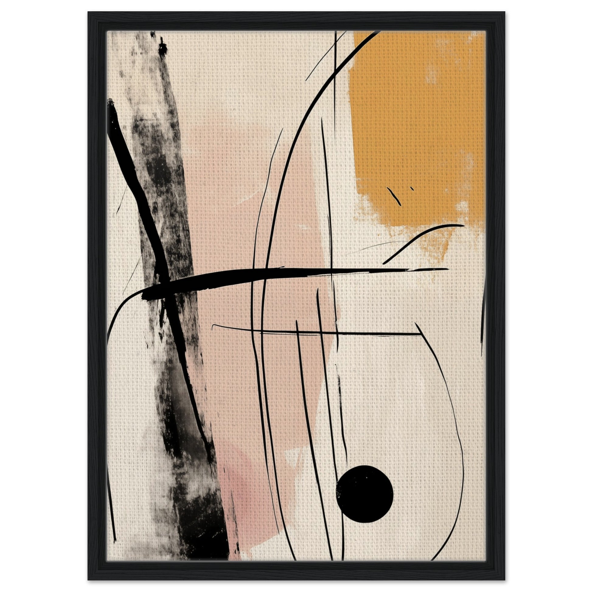 Abstrakte Linienkunst | Gerahmte Leinwand Schwarzer Rahmen 50x70 cm - Pixara