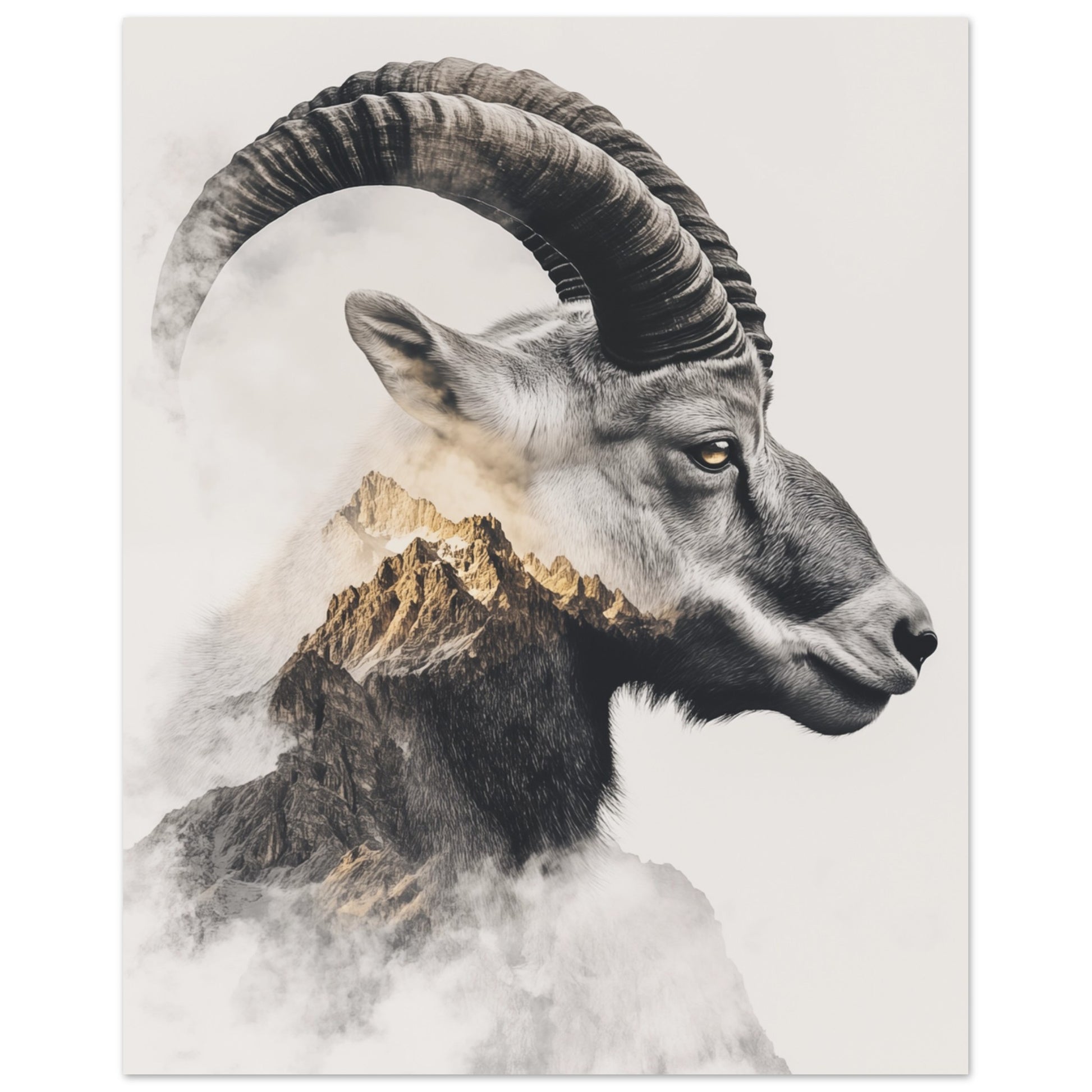 Eleganter Steinbock in Doppelbelichtung 40x50 cm - Pixara