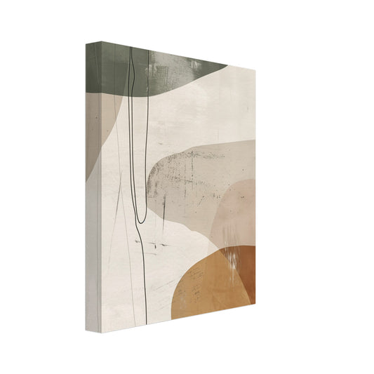 Leinwand „Boho Abstraktion“ mit ruhige abstrakte Flächen in Salbeigrün, Creme und warmem Rostton, Format 20 × 25 cm