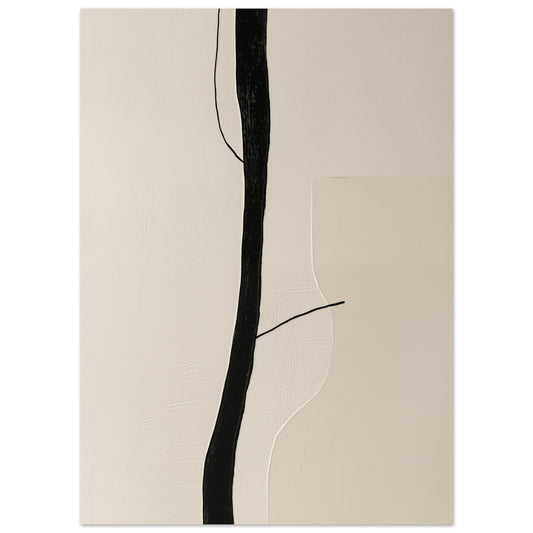 Poster „Zarte Linien der Natur“ mit minimalistische schwarze organische Linien auf warmem cremefarbenem Grund, 13x18 cm