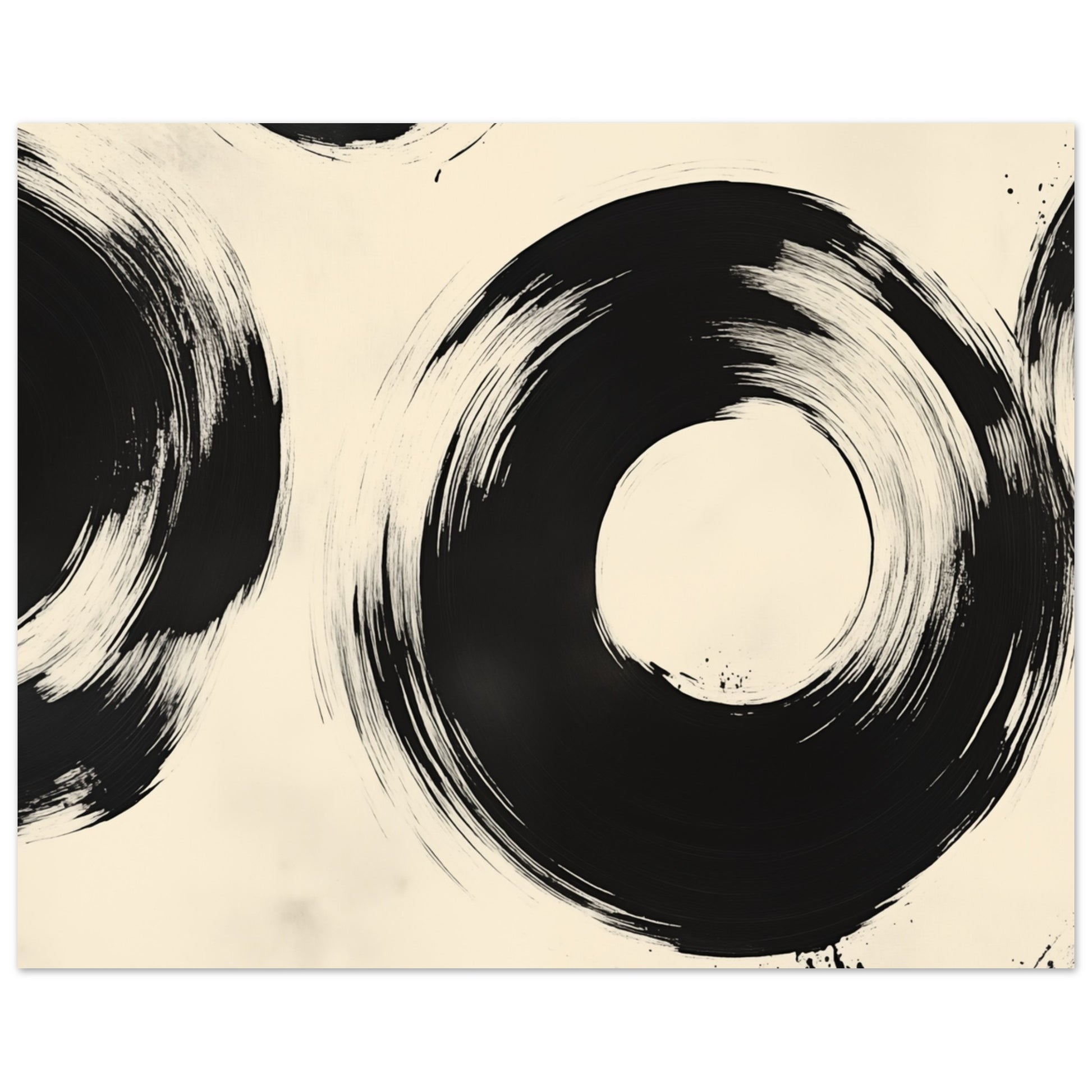 Zen-Kreise – Abstrakte Tintenmalerei 20x25 cm - Pixara