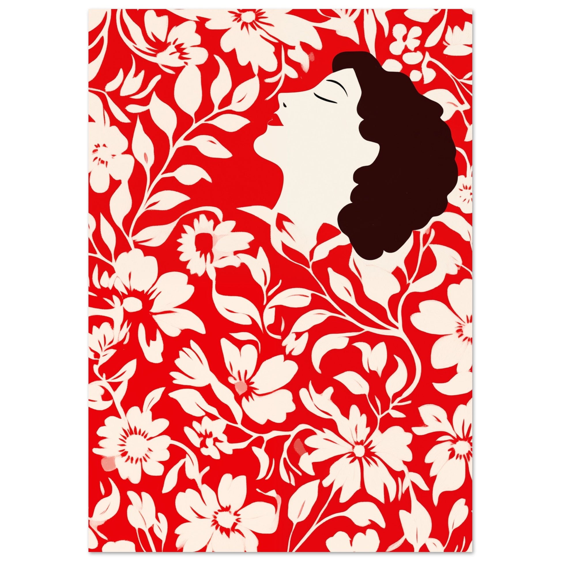 Blossom Dreams – Florale Kunst mit weiblicher Silhouette 21x29.7 cm - Pixara