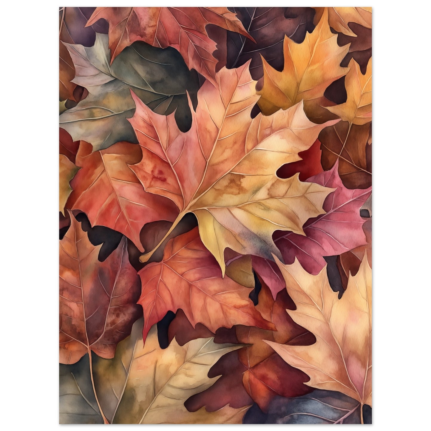 Herbstlaub in Aquarell Poster 30x40 cm - Pixara