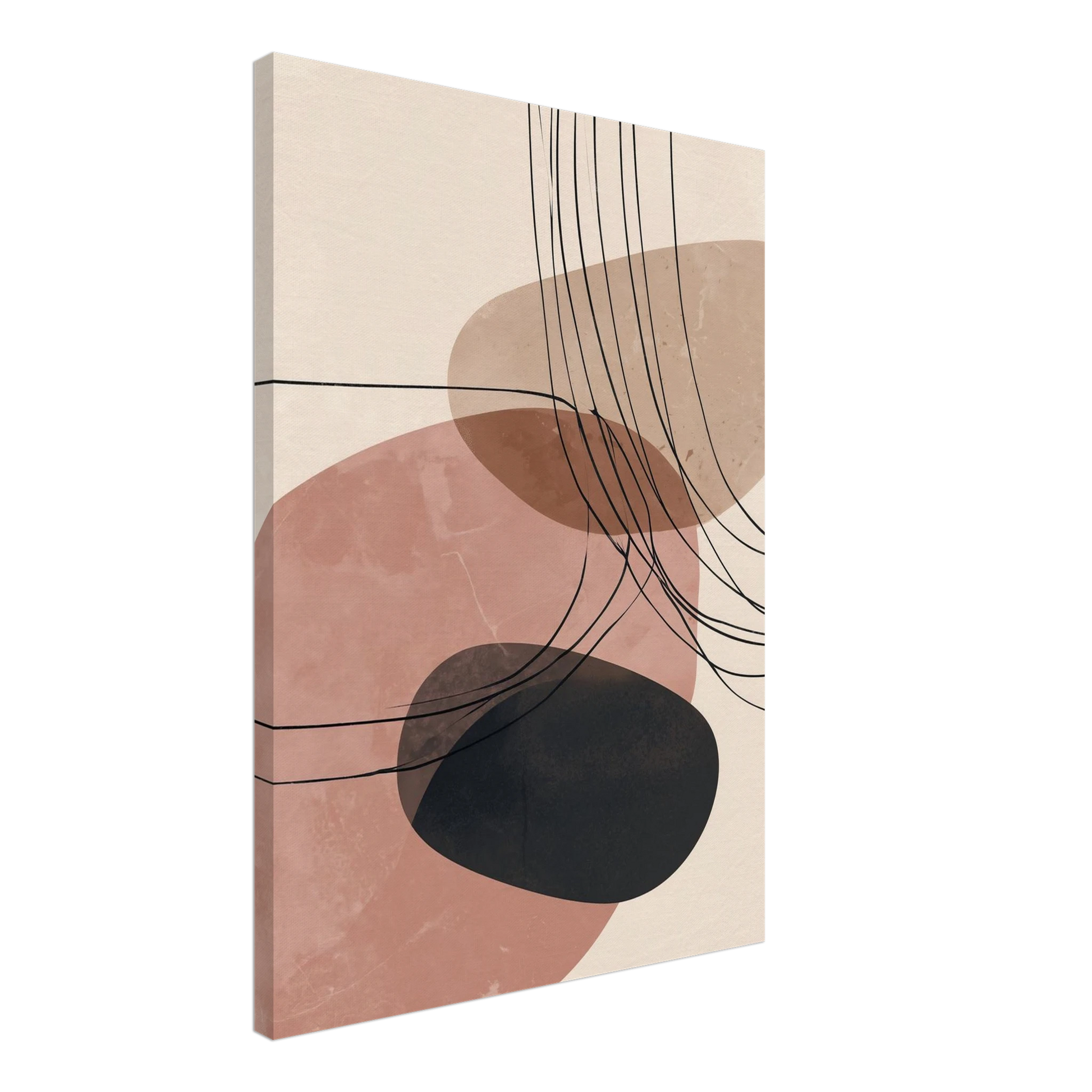 Abstrakte Formen – Balance in Rosé und Beige Leinwand 50x70 cm - Pixara