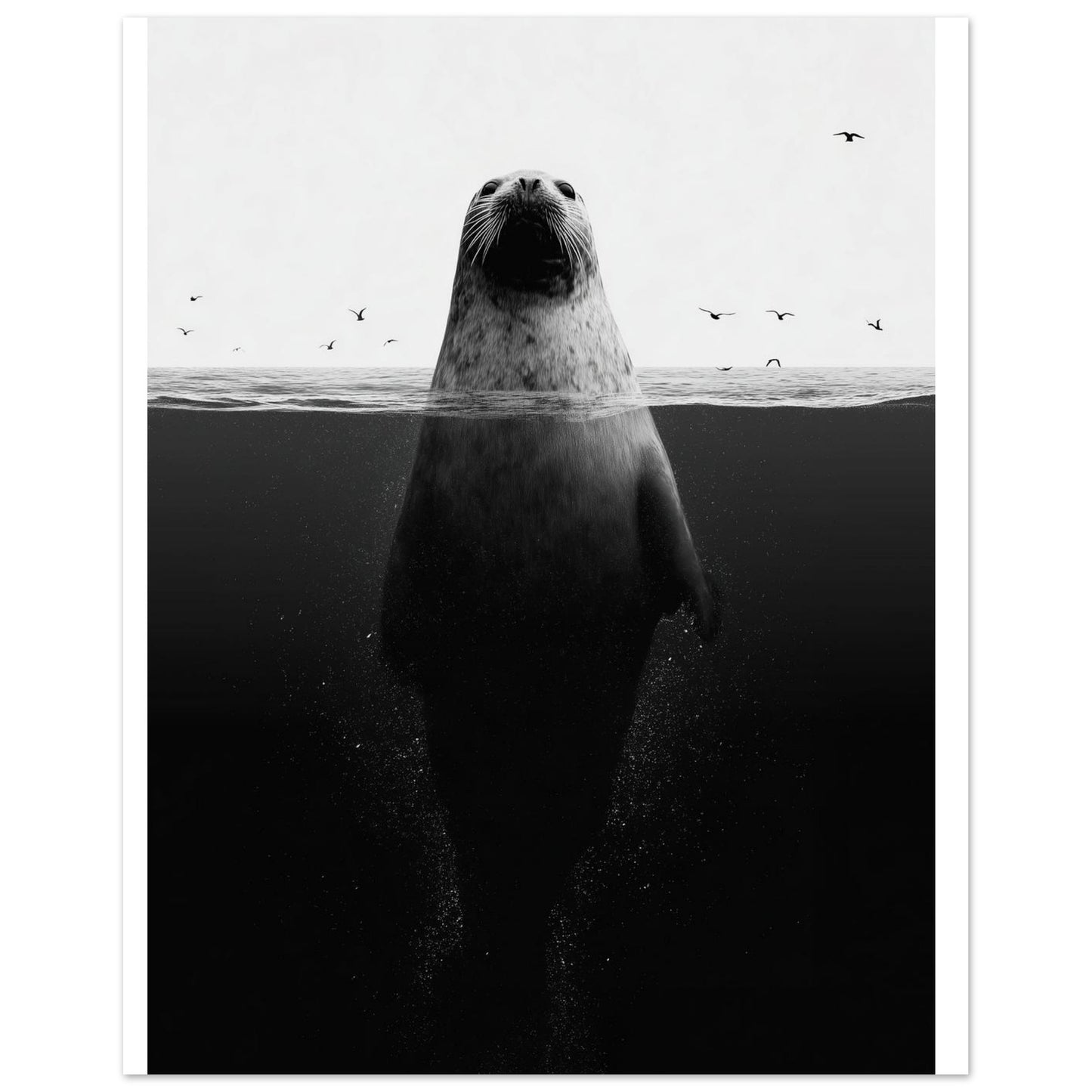 Robbe im Meer – Stille unter der Oberfläche 40x50 cm - Pixara