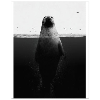 Robbe im Meer – Stille unter der Oberfläche 40x50 cm - Pixara