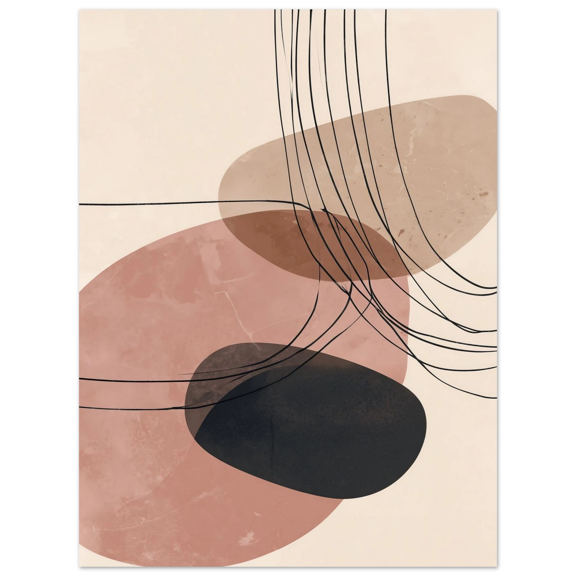 Abstrakte Formen – Balance in Rosé und Beige Poster 30x40 cm - Pixara