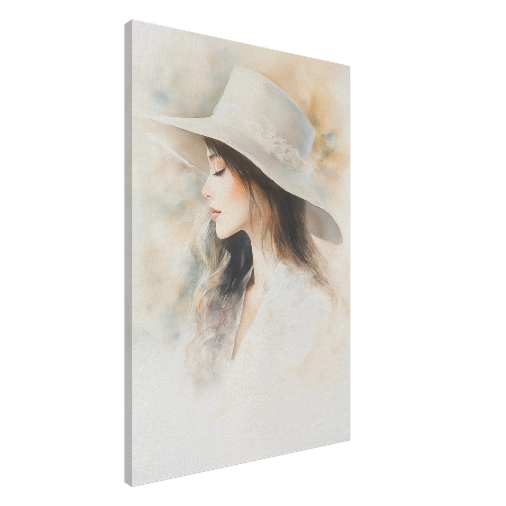 Zarte Wasserfarben-Porträt einer Frau Leinwand 60x90 cm - Pixara