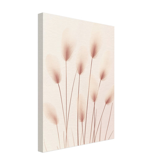 Leinwand „Zarte Bunny Tails“, 30 × 40 cm, mit zarten rosafarbenen Hasenschwanzgräsern auf hellem Grund