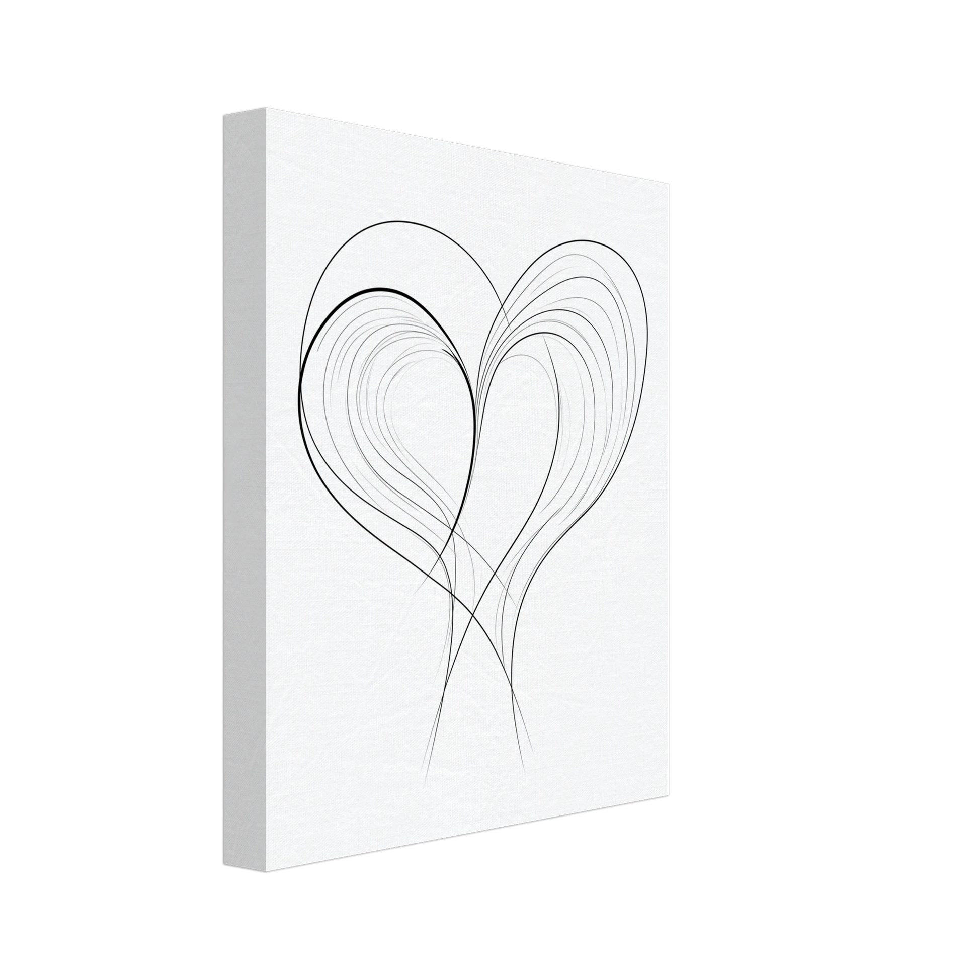 „Fließende Liebe , Minimalistische Linienkunst“ als Leinwand mit minimalistisches Herz aus zwei geschwungenen schwarzen Linien, Ansicht 7