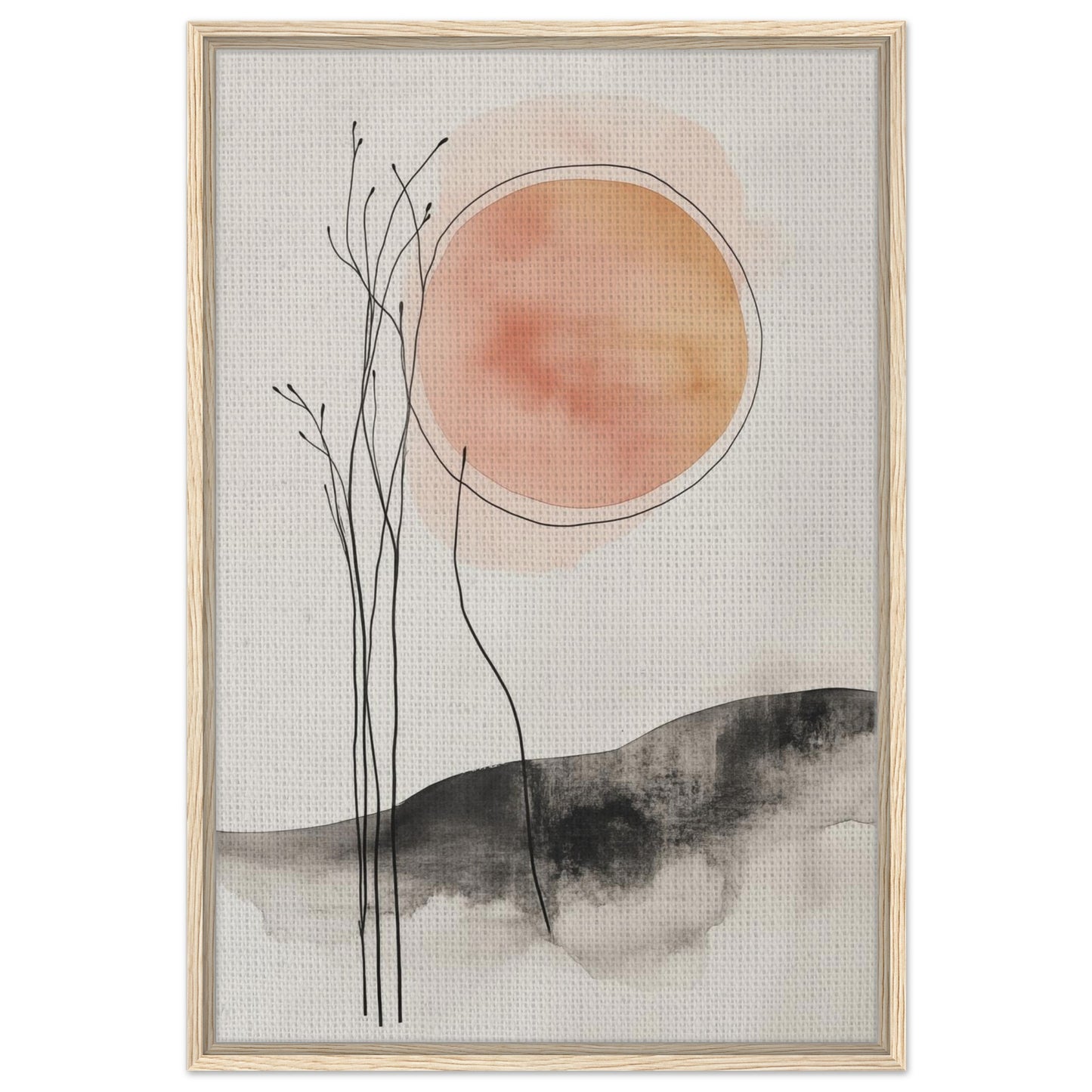Sonnenaufgang in Stille | Gerahmte Leinwand 60x90 cm Holzrahmen - Pixara