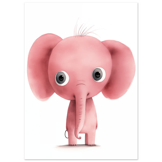 Poster „„Ellie", das Herzchen“ mit niedlicher rosa Elefant mit großen Ohren und großen Augen, 13x18 cm